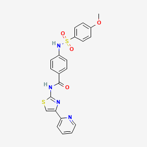 molecular formula C22H18N4O4S2 B2681055 4-(4-methoxyphenylsulfonamido)-N-(4-(pyridin-2-yl)thiazol-2-yl)benzamide CAS No. 896364-47-9