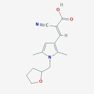 molecular formula C15H18N2O3 B2681067 2-氰基-3-[2,5-二甲基-1-(氧戊-2-基甲基)-1H-吡咯-3-基]丙-2-烯酸 CAS No. 732291-32-6