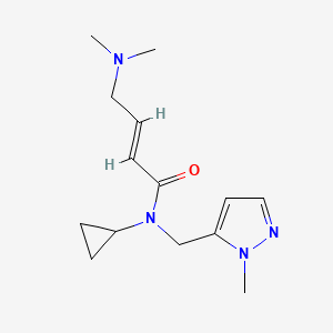 molecular formula C14H22N4O B2681073 (E)-N-Cyclopropyl-4-(dimethylamino)-N-[(2-methylpyrazol-3-yl)methyl]but-2-enamide CAS No. 2411337-21-6