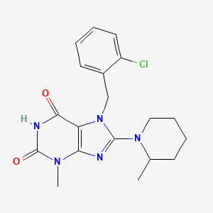 molecular formula C19H22ClN5O2 B2681074 7-(2-chlorobenzyl)-3-methyl-8-(2-methylpiperidin-1-yl)-1H-purine-2,6(3H,7H)-dione CAS No. 586992-37-2