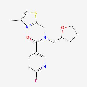 6-fluoro-N-[(4-methyl-1,3-thiazol-2-yl)methyl]-N-[(oxolan-2-yl)methyl]pyridine-3-carboxamide