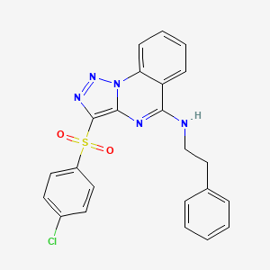 molecular formula C23H18ClN5O2S B2681077 3-[(4-氯苯基)磺酰]-N-(2-苯乙基)[1,2,3]三唑并[1,5-a]喹唑啉-5-胺 CAS No. 895647-01-5