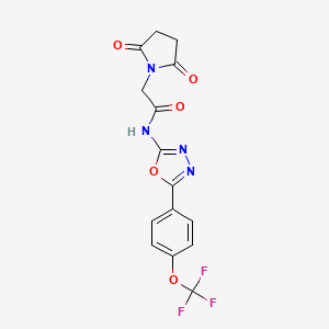 molecular formula C15H11F3N4O5 B2681081 2-(2,5-dioxopyrrolidin-1-yl)-N-(5-(4-(trifluoromethoxy)phenyl)-1,3,4-oxadiazol-2-yl)acetamide CAS No. 1286713-86-7