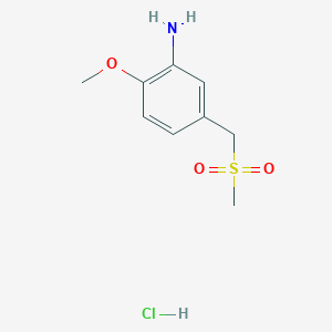 molecular formula C9H14ClNO3S B2681082 5-(Methanesulfonylmethyl)-2-methoxyaniline hydrochloride CAS No. 1803593-30-7