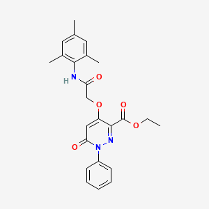molecular formula C24H25N3O5 B2681084 Ethyl 4-(2-(mesitylamino)-2-oxoethoxy)-6-oxo-1-phenyl-1,6-dihydropyridazine-3-carboxylate CAS No. 899960-27-1