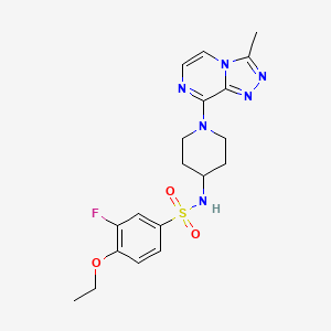molecular formula C19H23FN6O3S B2681085 4-ethoxy-3-fluoro-N-(1-(3-methyl-[1,2,4]triazolo[4,3-a]pyrazin-8-yl)piperidin-4-yl)benzenesulfonamide CAS No. 2034461-85-1