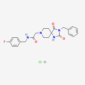 molecular formula C23H26ClFN4O3 B2681090 2-(3-苄基-2,4-二氧杂-1,3,8-三氮杂螺[4.5]癸烷-8-基)-N-(4-氟苄基)乙酰胺盐酸盐 CAS No. 1215410-23-3