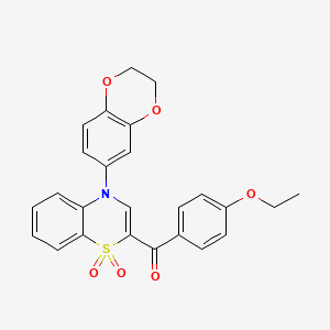 molecular formula C25H21NO6S B2681091 [4-(2,3-dihydro-1,4-benzodioxin-6-yl)-1,1-dioxido-4H-1,4-benzothiazin-2-yl](4-ethoxyphenyl)methanone CAS No. 1114649-97-6