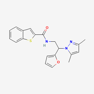 molecular formula C20H19N3O2S B2681093 N-(2-(3,5-dimethyl-1H-pyrazol-1-yl)-2-(furan-2-yl)ethyl)benzo[b]thiophene-2-carboxamide CAS No. 2097929-03-6