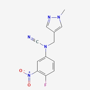 molecular formula C12H10FN5O2 B2681106 N-cyano-4-fluoro-N-[(1-methyl-1H-pyrazol-4-yl)methyl]-3-nitroaniline CAS No. 1427802-90-1