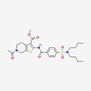 molecular formula C26H35N3O6S2 B2681109 甲基-6-乙酰-2-[[4-(二丁基磺酰)苯甲酰]氨基]-5,7-二氢-4H-噻吩[2,3-c]吡啶-3-甲酸酯 CAS No. 449768-93-8