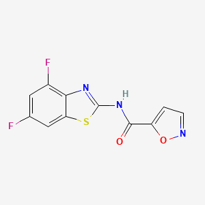 molecular formula C11H5F2N3O2S B2681111 N-(4,6-二氟苯并[2,3-d]噻唑-2-基)异噁唑-5-甲酰胺 CAS No. 919861-75-9