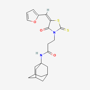 molecular formula C21H24N2O3S2 B2681118 N-(1-金刚烷基)-3-[(5E)-5-(呋喃-2-基甲基亚甲基-4-氧代-2-硫代-1,3-噻唑烷-3-基]丙酰胺 CAS No. 682783-99-9