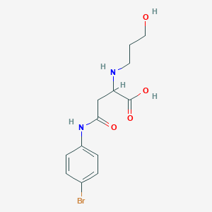 molecular formula C13H17BrN2O4 B2681121 4-((4-Bromophenyl)amino)-2-((3-hydroxypropyl)amino)-4-oxobutanoic acid CAS No. 1047683-36-2