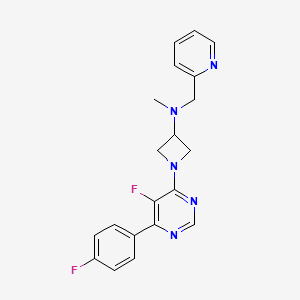 molecular formula C20H19F2N5 B2681124 1-[5-Fluoro-6-(4-fluorophenyl)pyrimidin-4-yl]-N-methyl-N-(pyridin-2-ylmethyl)azetidin-3-amine CAS No. 2380085-18-5