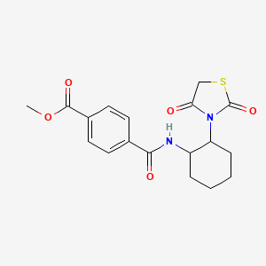 molecular formula C18H20N2O5S B2681131 Methyl 4-((2-(2,4-dioxothiazolidin-3-yl)cyclohexyl)carbamoyl)benzoate CAS No. 1206992-37-1