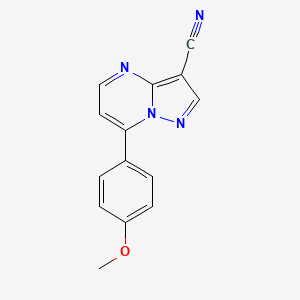 molecular formula C14H10N4O B2681139 7-(4-Methoxyphenyl)pyrazolo[1,5-a]pyrimidine-3-carbonitrile CAS No. 320417-21-8