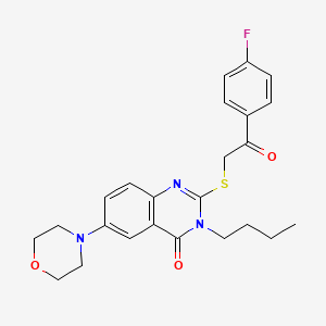 molecular formula C24H26FN3O3S B2681140 3-Butyl-2-[2-(4-fluorophenyl)-2-oxoethyl]sulfanyl-6-morpholin-4-ylquinazolin-4-one CAS No. 689762-25-2