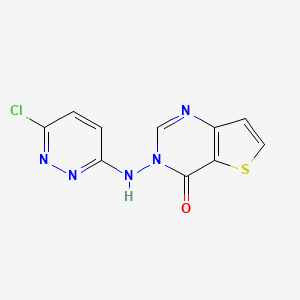 molecular formula C10H6ClN5OS B2681143 3-[(6-chloro-3-pyridazinyl)amino]thieno[3,2-d]pyrimidin-4(3H)-one CAS No. 339008-35-4