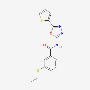 3-ethylsulfanyl-N-(5-thiophen-2-yl-1,3,4-oxadiazol-2-yl)benzamide