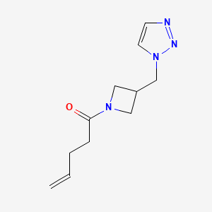 molecular formula C11H16N4O B2681152 1-[3-(Triazol-1-ylmethyl)azetidin-1-yl]pent-4-en-1-one CAS No. 2320222-66-8