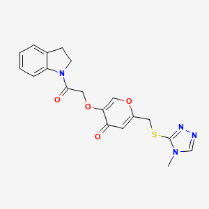 molecular formula C19H18N4O4S B2681165 5-(2-(2,3-二氢吲哚-1-基)-2-氧代乙氧基)-2-[(4-甲基-1,2,4-三唑-3-基)硫基甲基]吡喃-4-酮 CAS No. 899984-35-1