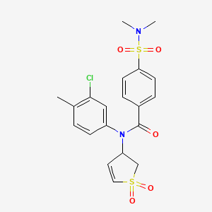 molecular formula C20H21ClN2O5S2 B2681168 N-(3-chloro-4-methylphenyl)-4-(N,N-dimethylsulfamoyl)-N-(1,1-dioxido-2,3-dihydrothiophen-3-yl)benzamide CAS No. 863008-23-5