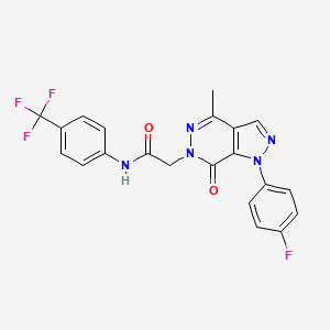 molecular formula C21H15F4N5O2 B2681170 2-(1-(4-fluorophenyl)-4-methyl-7-oxo-1H-pyrazolo[3,4-d]pyridazin-6(7H)-yl)-N-(4-(trifluoromethyl)phenyl)acetamide CAS No. 941973-08-6