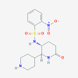 molecular formula C16H22N4O5S B2681172 2-Nitro-N-[(2S,3R)-6-oxo-2-piperidin-4-ylpiperidin-3-yl]benzenesulfonamide CAS No. 2138552-19-7