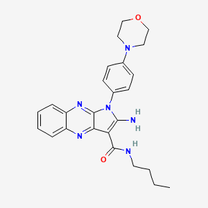 molecular formula C25H28N6O2 B2681177 2-氨基-N-丁基-1-(4-吗啉基苯基)-1H-吡咯并[2,3-b]喹啉-3-甲酰胺 CAS No. 378769-21-2