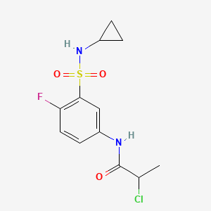molecular formula C12H14ClFN2O3S B2681194 2-Chloro-N-[3-(cyclopropylsulfamoyl)-4-fluorophenyl]propanamide CAS No. 2411217-09-7
