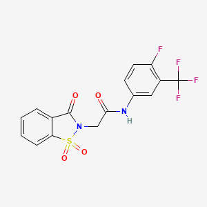 molecular formula C16H10F4N2O4S B2681197 2-(1,1-dioxido-3-oxobenzo[d]isothiazol-2(3H)-yl)-N-(4-fluoro-3-(trifluoromethyl)phenyl)acetamide CAS No. 899995-56-3