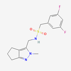 molecular formula C15H17F2N3O2S B2681201 1-(3,5-difluorophenyl)-N-((2-methyl-2,4,5,6-tetrahydrocyclopenta[c]pyrazol-3-yl)methyl)methanesulfonamide CAS No. 2034603-38-6