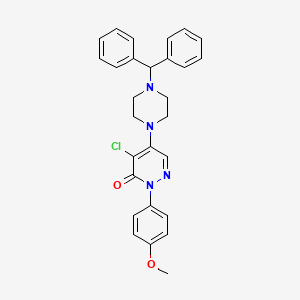 molecular formula C28H27ClN4O2 B2681206 5-(4-苯甲基哌啶基)-4-氯-2-(4-甲氧基苯基)-3(2H)-吡啶酮 CAS No. 477867-45-1