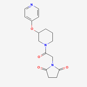 molecular formula C16H19N3O4 B2681212 1-(2-Oxo-2-(3-(pyridin-4-yloxy)piperidin-1-yl)ethyl)pyrrolidine-2,5-dione CAS No. 2034499-40-4