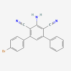 molecular formula C20H12BrN3 B2681221 2-Amino-4-(4-bromophenyl)-6-phenylbenzene-1,3-dicarbonitrile CAS No. 119452-41-4