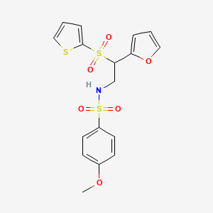 molecular formula C17H17NO6S3 B2681223 N-[2-(2-furyl)-2-(2-thienylsulfonyl)ethyl]-4-methoxybenzenesulfonamide CAS No. 896329-72-9