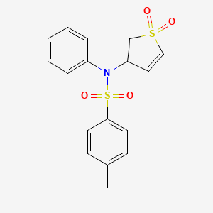 molecular formula C17H17NO4S2 B2681228 4-{[(4-Methylphenyl)sulfonyl]phenylamino}-4,5-dihydrothiophene-1,1-dione CAS No. 294668-97-6