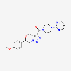 molecular formula C21H23N7O3 B2681230 6-(4-methoxyphenyl)-3-[(4-pyrimidin-2-ylpiperazin-1-yl)carbonyl]-6,7-dihydro-4H-[1,2,3]triazolo[5,1-c][1,4]oxazine CAS No. 2108824-30-0