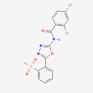 molecular formula C16H11Cl2N3O4S B2681236 2,4-dichloro-N-(5-(2-(methylsulfonyl)phenyl)-1,3,4-oxadiazol-2-yl)benzamide CAS No. 886921-46-6