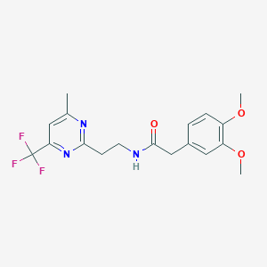 molecular formula C18H20F3N3O3 B2681246 2-(3,4-dimethoxyphenyl)-N-(2-(4-methyl-6-(trifluoromethyl)pyrimidin-2-yl)ethyl)acetamide CAS No. 1396674-74-0