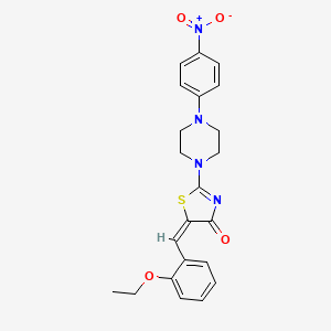 molecular formula C22H22N4O4S B2681253 (E)-5-(2-ethoxybenzylidene)-2-(4-(4-nitrophenyl)piperazin-1-yl)thiazol-4(5H)-one CAS No. 674296-88-9