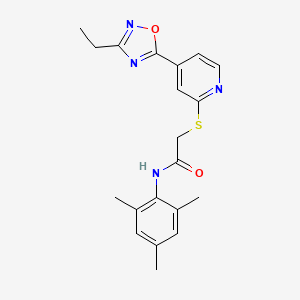 molecular formula C20H22N4O2S B2681265 2-((4-(3-ethyl-1,2,4-oxadiazol-5-yl)pyridin-2-yl)thio)-N-mesitylacetamide CAS No. 1251587-69-5