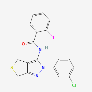 molecular formula C18H13ClIN3OS B2681272 N-(2-(3-氯苯基)-4,6-二氢-2H-噻吩[3,4-c]吡唑-3-基)-2-碘苯甲酰胺 CAS No. 450340-65-5