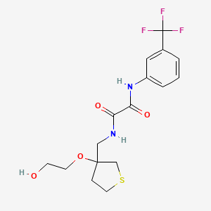 molecular formula C16H19F3N2O4S B2681283 N1-((3-(2-羟乙氧基)四氢噻吩-3-基)甲基)-N2-(3-(三氟甲基)苯基)草酰胺 CAS No. 2319638-33-8