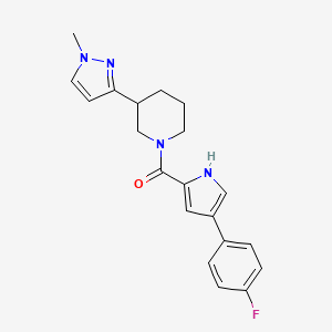 molecular formula C20H21FN4O B2681287 (4-(4-fluorophenyl)-1H-pyrrol-2-yl)(3-(1-methyl-1H-pyrazol-3-yl)piperidin-1-yl)methanone CAS No. 2034304-49-7