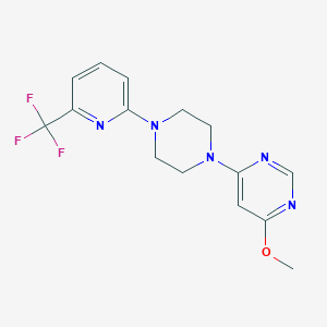 molecular formula C15H16F3N5O B2681293 4-Methoxy-6-[4-[6-(trifluoromethyl)pyridin-2-yl]piperazin-1-yl]pyrimidine CAS No. 2415552-09-7