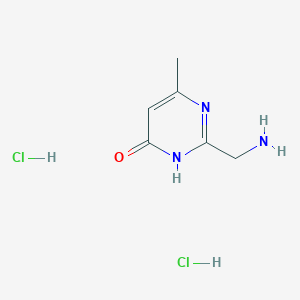 molecular formula C6H11Cl2N3O B2681305 2-(Aminomethyl)-6-methyl-3,4-dihydropyrimidin-4-one dihydrochloride CAS No. 1955494-60-6