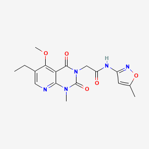 molecular formula C17H19N5O5 B2681315 2-(6-ethyl-5-methoxy-1-methyl-2,4-dioxo-1,2-dihydropyrido[2,3-d]pyrimidin-3(4H)-yl)-N-(5-methylisoxazol-3-yl)acetamide CAS No. 921488-89-3