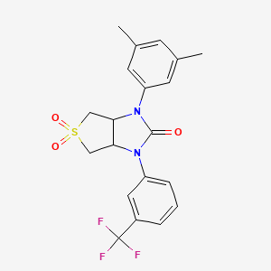 molecular formula C20H19F3N2O3S B2681320 1-(3,5-二甲基苯基)-3-(3-(三氟甲基)苯基)四氢-1H-噻吩[3,4-d]咪唑-2(3H)-酮 5,5-二氧化物 CAS No. 879930-79-7